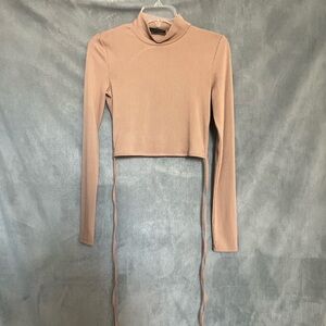 Long Sleeved Crop Top | Small | Tan